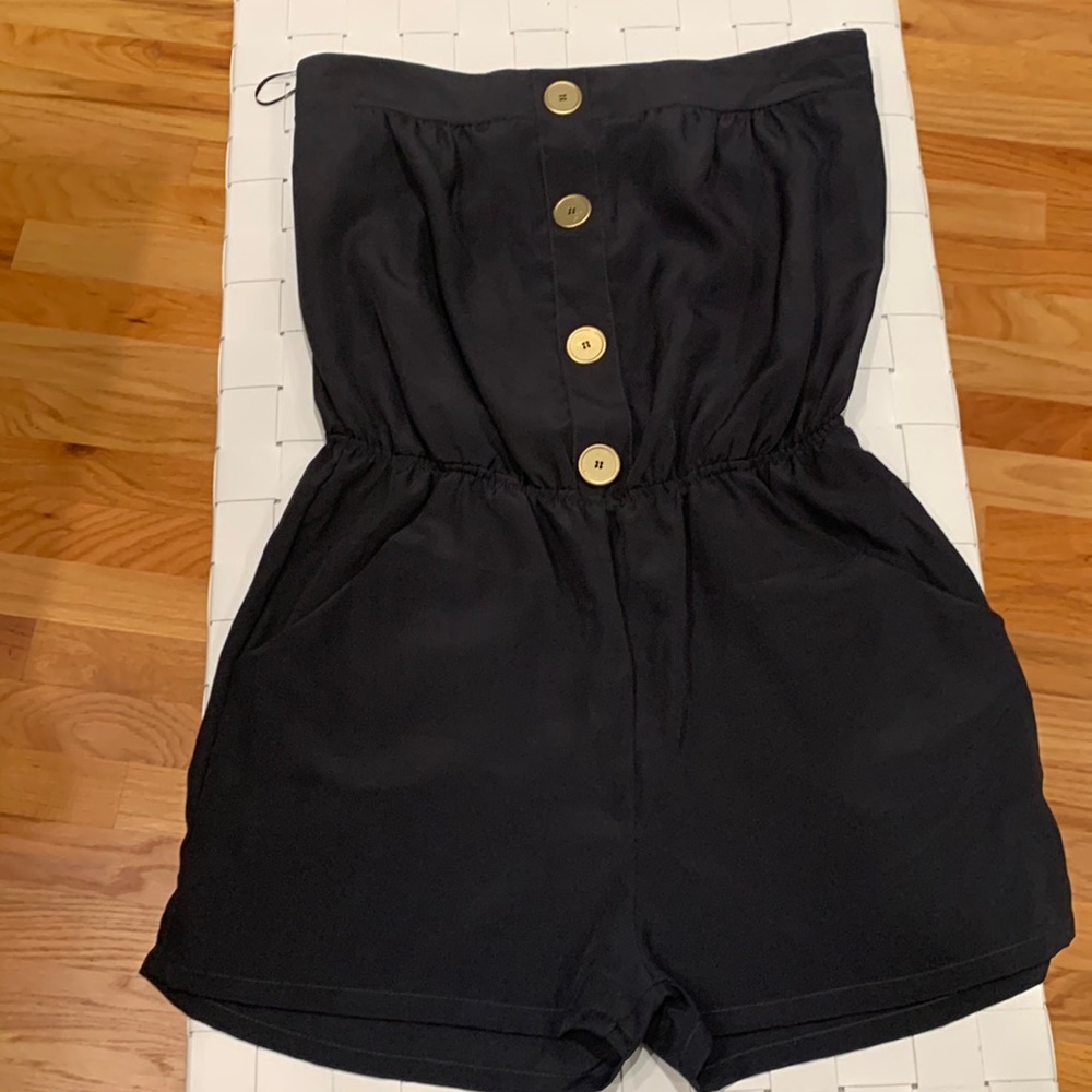 Dark navy blue strapless romper
